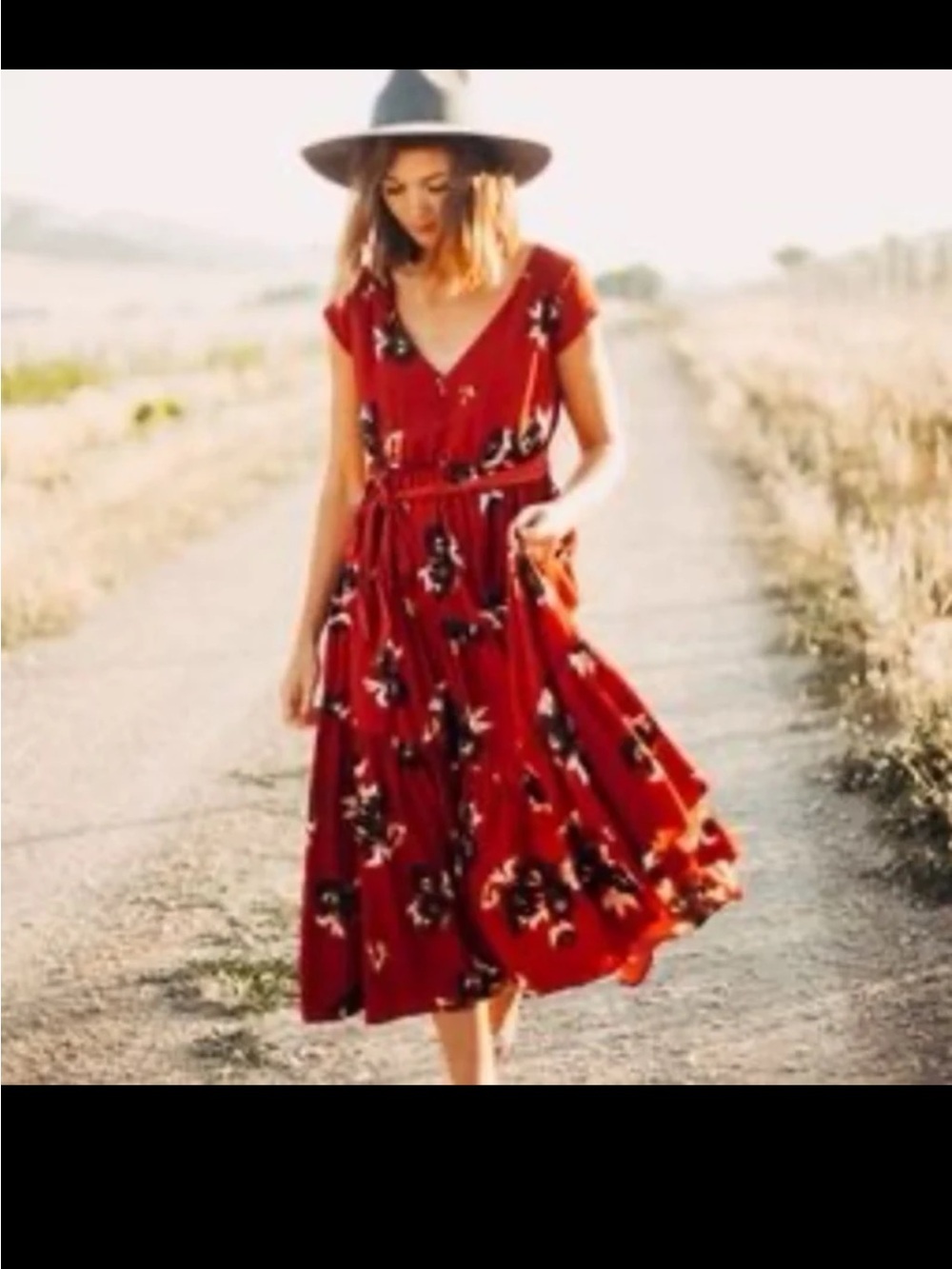 FREE PEOPLE All I Got Printed Maxi Dress In Red Combo size 6 - Picture 4 of 12